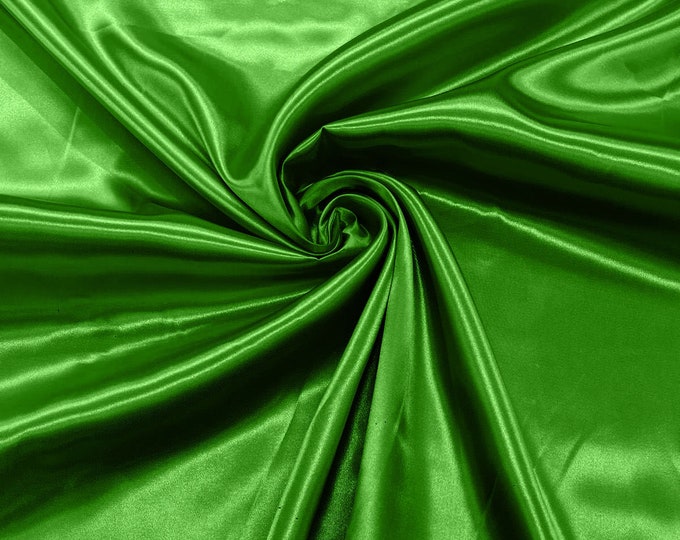 Flag Green Shiny Charmeuse Satin Fabric for Wedding Dress/Crafts Costumes/58” Wide /Silky Satin