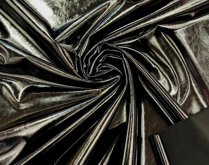 Spandex Shiny Vinyl Fabric (Latex Stretch) - Sold By The Yard - Black