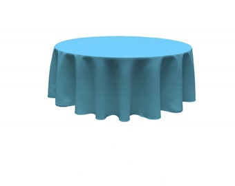 Turquoise - Solid Round Polyester Poplin Tablecloth Seamless.