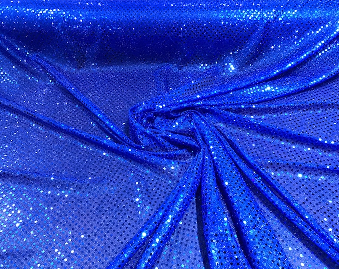 Royal Blue 44/45" Wide Faux Sequin Light weight Knit Fabric Shiny Dot Confetti for Sewing Costumes Apparel Crafts Sold by The Yard.