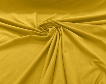 Dark Yellow 58/60" Wide, 95% Cotton 5 percent Spandex, Cotton Jersey Spandex Knit Blend, 4 Way Stretch Fabric Sold By The Yard.