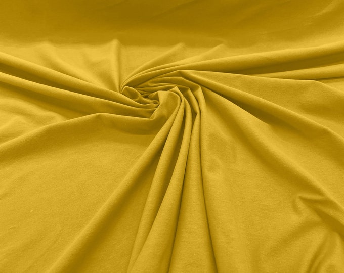 Dark Yellow 58/60" Wide, 95% Cotton 5 percent Spandex, Cotton Jersey Spandex Knit Blend, 4 Way Stretch Fabric Sold By The Yard.