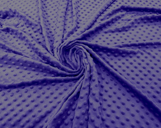 Purple Polka Dot Minky Fabric By The Yard | Super Soft Minkee Fabric | 58’’ Wide | 2 Way Stretch Polka Dot Minky Fabric.