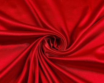 Red Silky Stretch Charmeuse Satin 58" Wide Fabric.