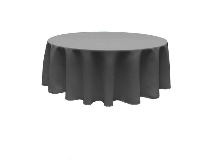 Charcoal - Solid Round Polyester Poplin Tablecloth Seamless.