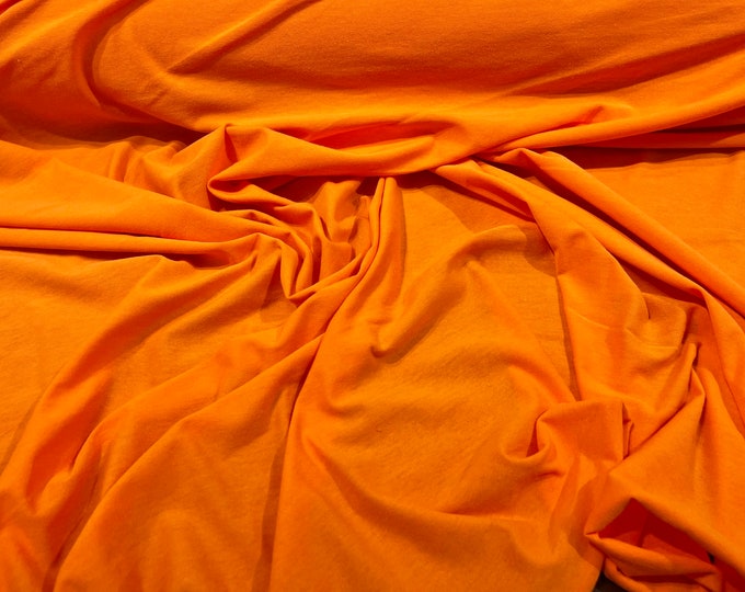 Orange 58/60" Wide, 95% Cotton 5 percent Spandex, Cotton Jersey Spandex Knit Blend, 4 Way Stretch Fabric Sold By The Yard.