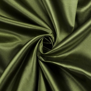 Tecido de cetim charmeuse verde-oliva brilhante, 147 cm de largura - Vendido por metro