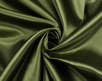 Olive Green Charmeuse Bridal Solid Satin Fabric for Wedding Dress Fashion Crafts Costumes Decorations Silky Satin 58” Wide Sold By The Yard