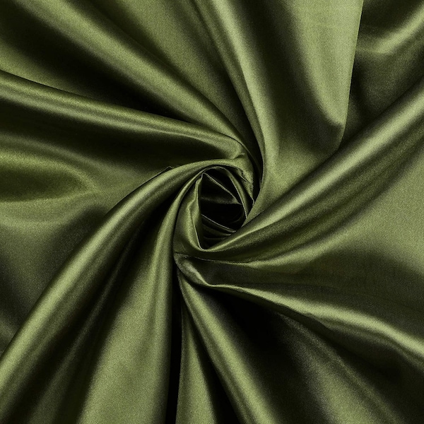 Olive Green Charmeuse Bridal Solid Satin Fabric for Wedding Dress Fashion Crafts Costumes Decorations Silky Satin 58” Wide Sold By The Yard