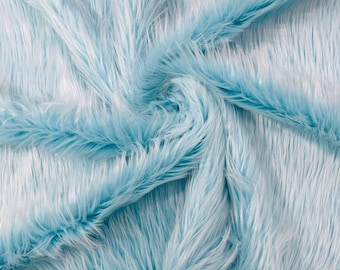 Light Blue Shaggy Long Pile Soft Faux Fur Fabric for Fur suit, Cosplay Costume, Photo Prop, Trim, Throw Pillow, Crafts