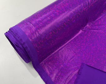 Purple Shattered Glass Foil Hologram/58” Wide/4 Way Stretch Spandex Nylon Tricot by the yard.
