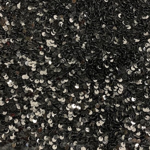 Black stretch velvet with luxury sequins all over 5mm shining sequins 2-way stretch, sold by the yard.