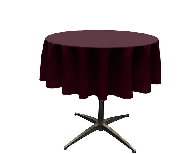 Dark Burgundy - Solid Round Polyester Poplin Tablecloth Seamless.