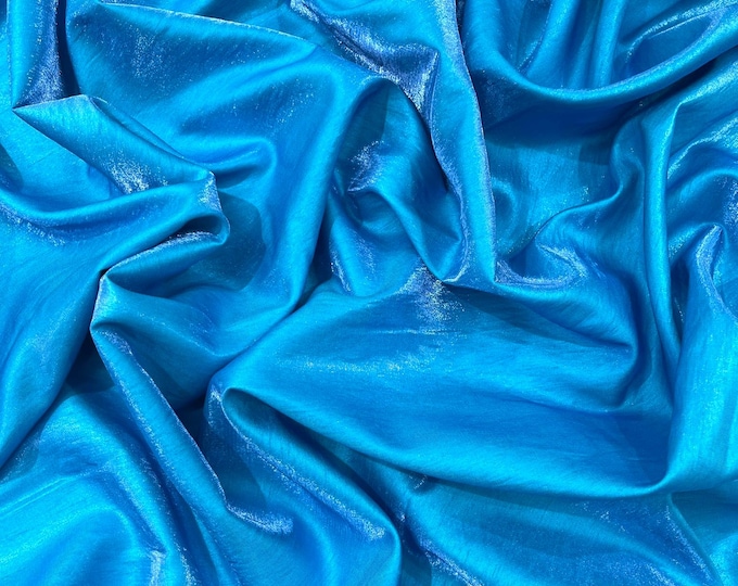 Turquoise Iridescent Liquid Dupioni Fabric 58" Wide| Costume, Dressmaking, Flowing Lightweight Material