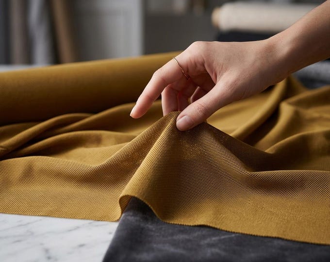 Dark Gold Stretch Power Mesh Fabric 60” Wide | Sheer Nylon Spandex Mesh by Yard | Dancewear, Lingerie & Fashion Fabric