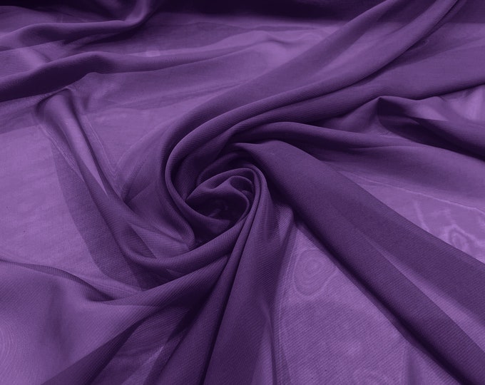 Light Purple 58/60" Wide 100% Polyester Soft Light Weight, Sheer, See Through Chiffon Fabric/ Bridal Apparel | Dresses | Costumes/ Backdrop