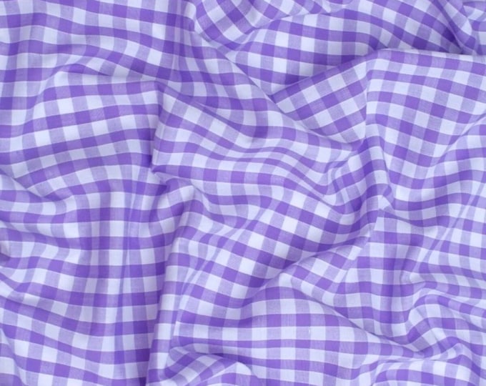 Lavender Gingham 1/4" Checkered Poly Cotton 58" Wide Fabric- Sold by the yard