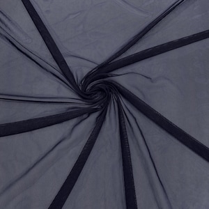 Navy Blue 58/60&quot; Wide Solid Stretch Power Mesh Fabric Spandex/ Sheer See-Though/Sold By The Yard. New Colors