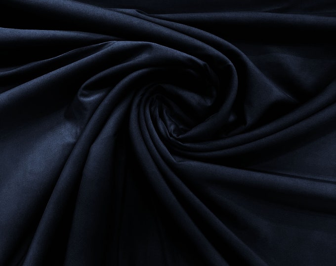 Dark Navy Blue 58" Wide ITY Fabric Polyester Knit Jersey 2 Way  Stretch Spandex Sold By The Yard.