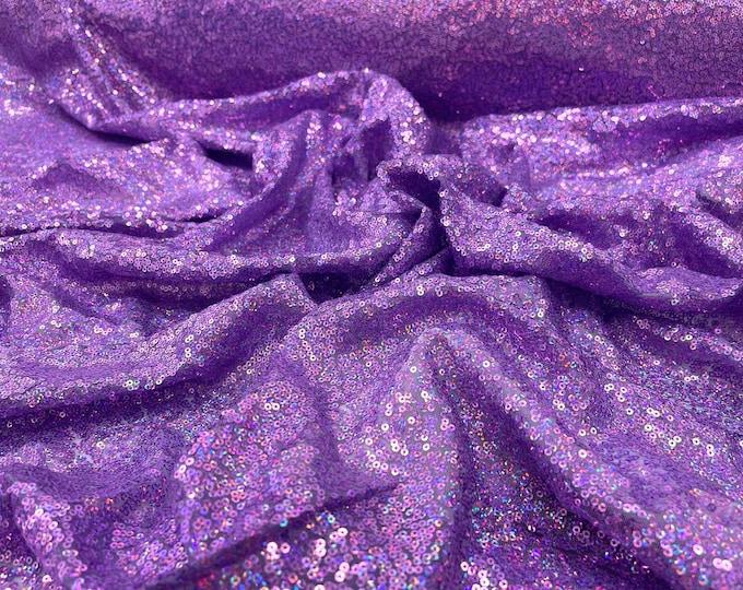 Lavender iridescent mermaid fish scales-mini glitz sequins embroider on a 2 way stretch mesh fabric-sold by the yard-