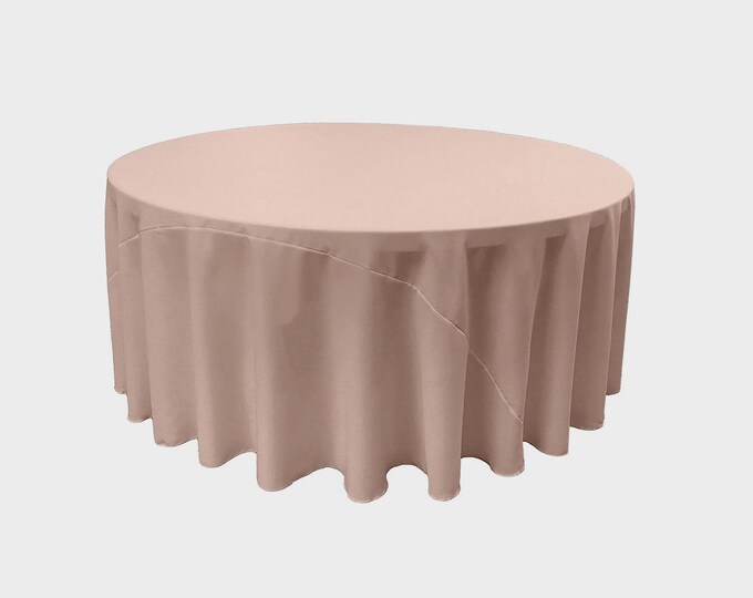 Blush Peach - Solid Round Polyester Poplin Tablecloth With Seamless.