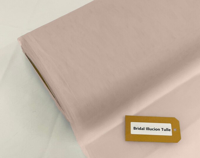 Light Blush - Bridal Illusion Tulle 108"Wide Polyester Premium Tulle Fabric Bolt.