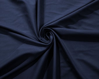 Navy Blue Stretch Ponte De Roma 320 GSM Knit Poly Rayon Fabric by the Yard.
