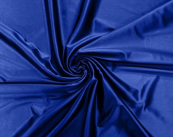 Dark Royal Blue Heavy Shiny Satin Stretch Spandex Fabric | 58 Inches Wide for Prom.