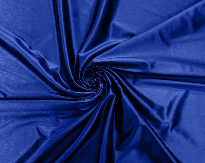 Dark Royal Blue Heavy Shiny Satin Stretch Spandex Fabric/58 Inches Wide/Prom/Wedding/Cosplays.