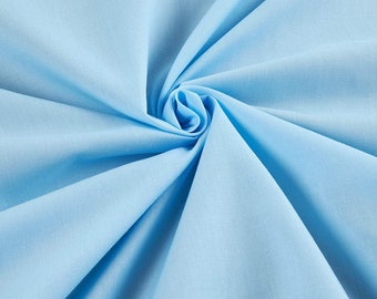 Baby Blue  58-59" Wide Premium Light Weight Poly Cotton Blend Broadcloth Fabric Sold By The Yard.