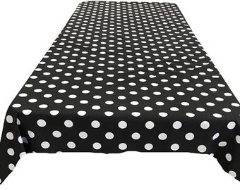 New Creations Fabric & Foam Inc, Polka Dot Poly Cotton Tablecloth ( White Dot on Black. Choose Size Below