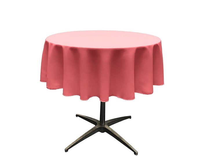 Coral - Solid Round Polyester Poplin Tablecloth Seamless.