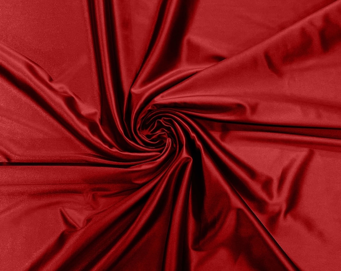 Dark Red Heavy Shiny Satin Stretch Spandex Fabric/58 Inches Wide/Prom/Wedding/Cosplays.