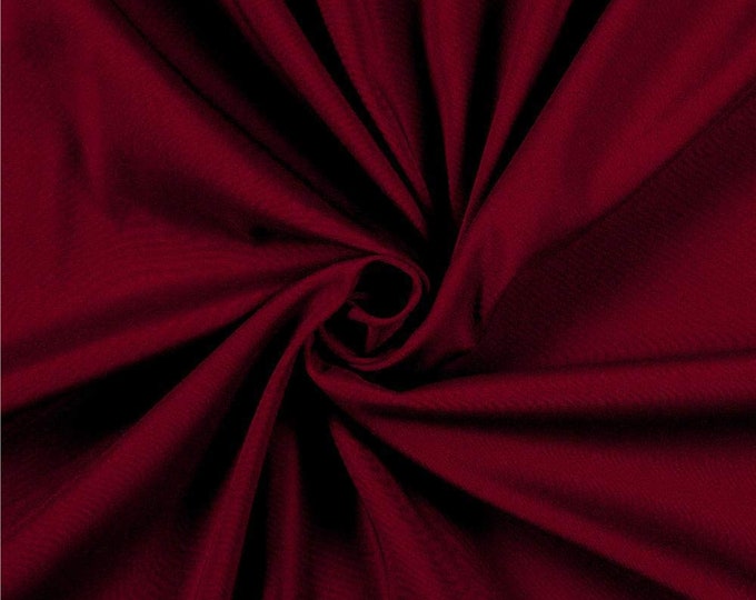 Wine 95 Percent  Polyester 5% Spandex, 58 Inches Wide Matte Stretch L'Amour Satin Fabric, Sold By The Yard.