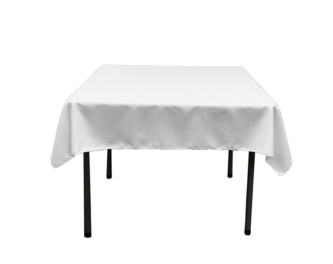 White Square Polyester Poplin Table Overlay - Diamond. Choose Size Below
