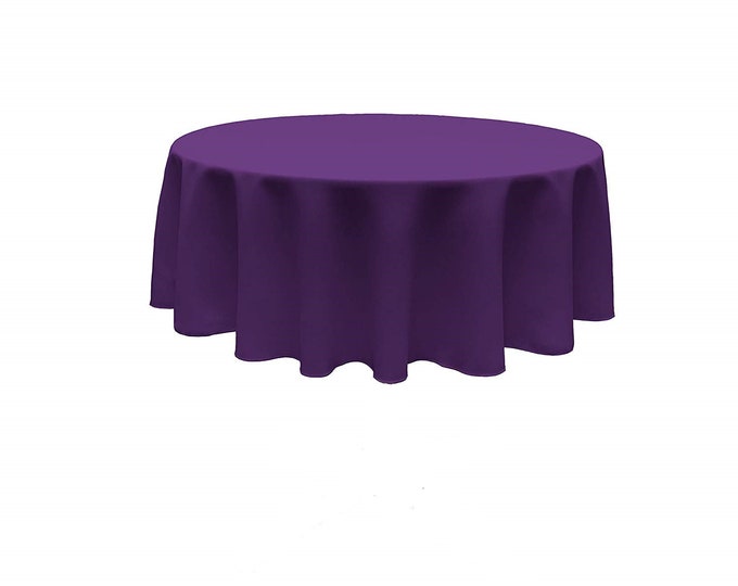 Eggplant - Solid Round Polyester Poplin Tablecloth Seamless.