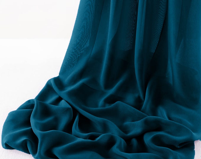 Teal - Wool Dobby Chiffon Sheer Table Runner for Wedding, Decorations for Birthday Parties, Banquets, Engagements.