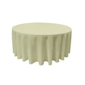Light Yellow - Solid Round Polyester Poplin Tablecloth With Seamless.