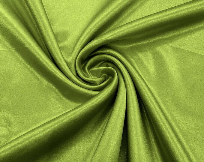Dark Lime Green Crepe Back Satin Bridal Fabric Draper/Prom/Wedding/58" Inches Wide Japan Quality.