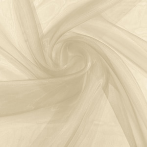 Beige 58/60&quot; Wide 100% Polyester Soft Light Weight, Sheer, See Through Crystal Organza Fabric/Cosplay Costumes, Skirts.