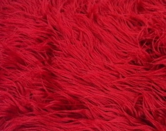 Mongolian Faux Fur Fabric by the Yard Red