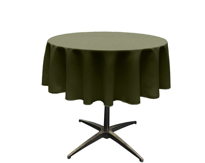 Olive Green - Solid Round Polyester Poplin Tablecloth Seamless.