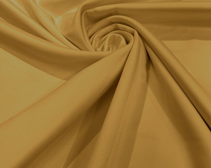 Dark Gold Matte Stretch Lamour Satin Fabric 58" Wide/Sold By The Yard. New Colors
