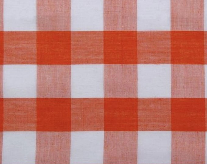Orange Gingham 1 Inch Checkered Poly Cotton 58" Wide Fabric- Sold by the yard
