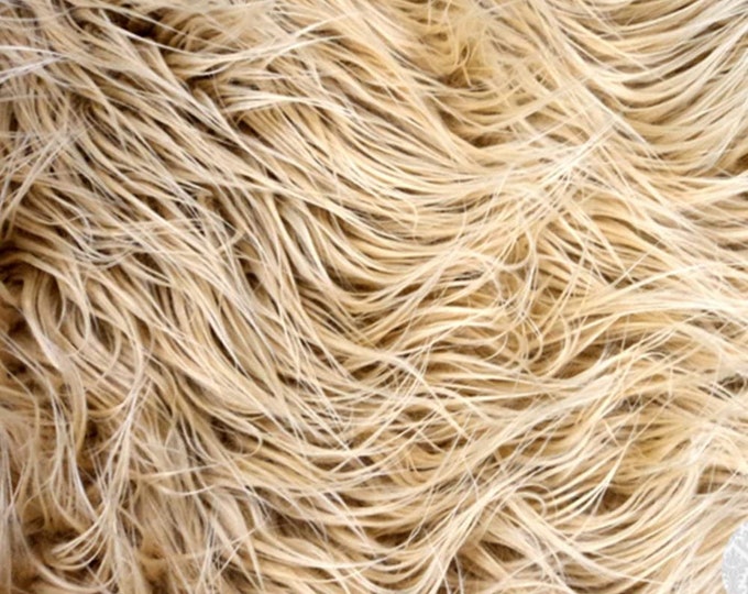 Mongolian Faux Fur Fabric by the Yard Camel