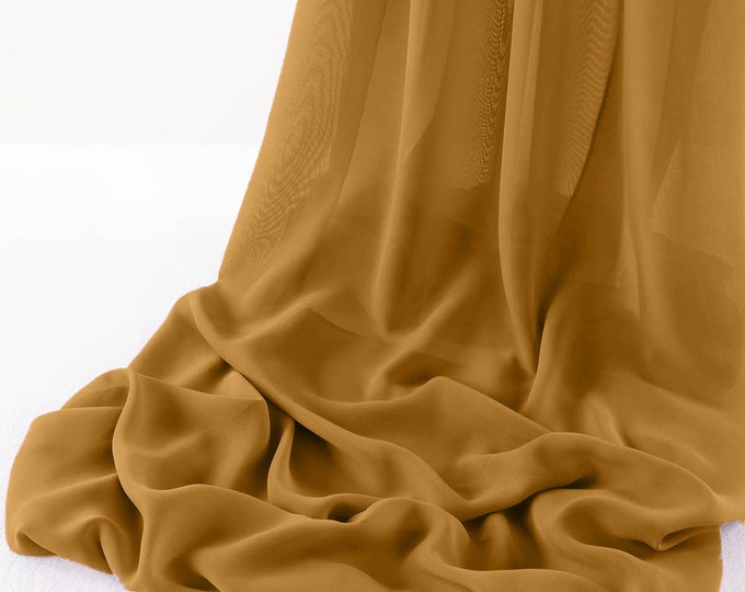 Dark Mustard Chelsea Wool Dobby Chiffon Fabric/58" Wide Sheer Fabric/Solid Color Draping Fabric for Wedding Party Easter Backdrop.