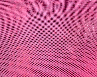 Hot pink 58/60” Wide Shattered Glass Foil Iridescent Hologram Dancewear 4 Way Stretch Spandex Nylon Tricot Fabric by the yard.