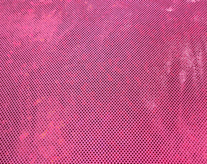 Hot pink 58/60” Wide Shattered Glass Foil Iridescent Hologram Dancewear 4 Way Stretch Spandex Nylon Tricot Fabric by the yard.