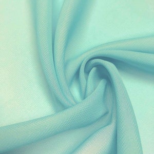 Aqua 58/60" Wide 100% Polyester Soft Light Weight, Sheer, See Through Chiffon Fabric Sold By The Yard.