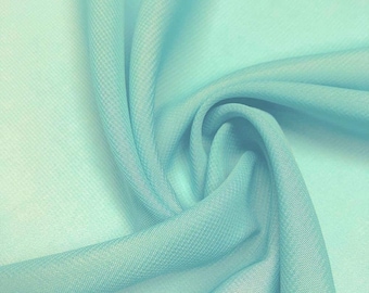 Aqua 58/60" Wide 100% Polyester Soft Light Weight, Sheer, See Through Chiffon Fabric Sold By The Yard.